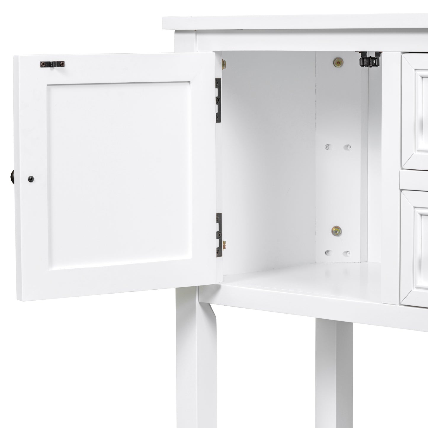 TREXM Cambridge Series Ample Storage Vintage Console Table with Four Small Drawers and Bottom Shelf for Living Rooms, Entrances and Kitchens (White, OLD SKU: WF190263AAA)
