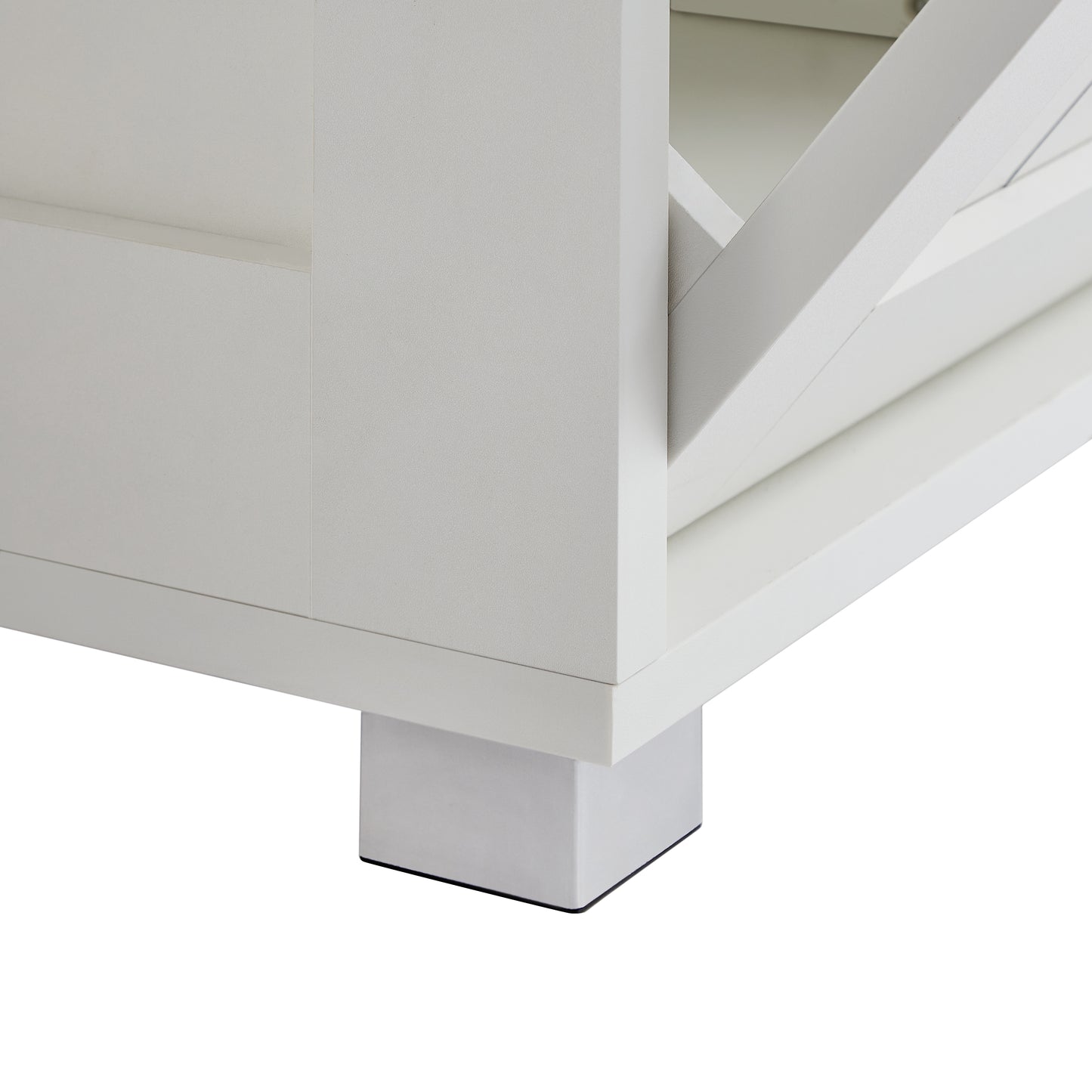 Gabinete de basura abatible de dos compartimentos, gabinete de basura de cocina a prueba de mascotas con tabla de cortar, gabinete clasificador de ropa independiente, cesto para ropa sucia, blanco