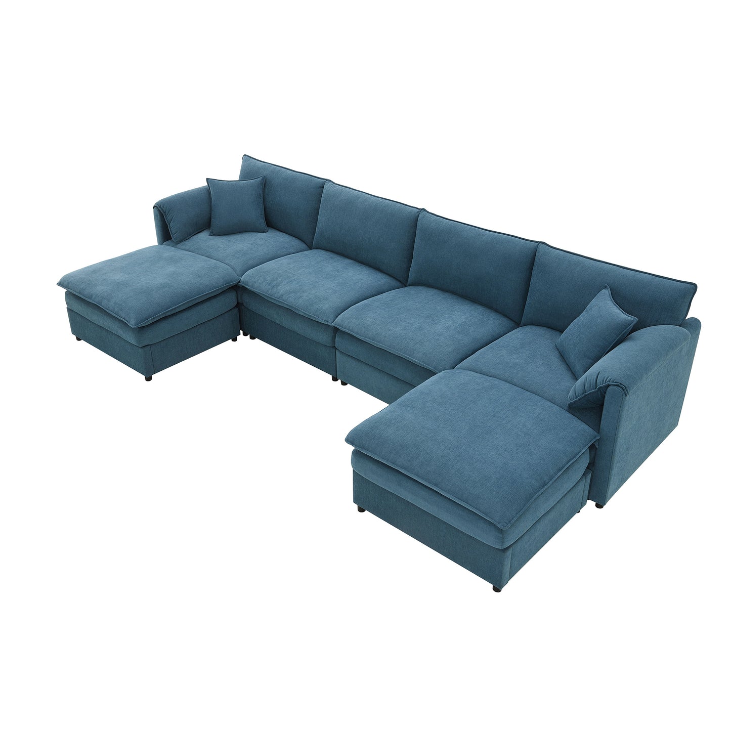134*66" Chenille Modular Sectional Sofa,U Shaped Cloud Couch Set with Double Cushions ,6 Seat Sleeper Sofa Bed with Ottomans,Oversized Indoor Furniture for Living Room, 3 Colors