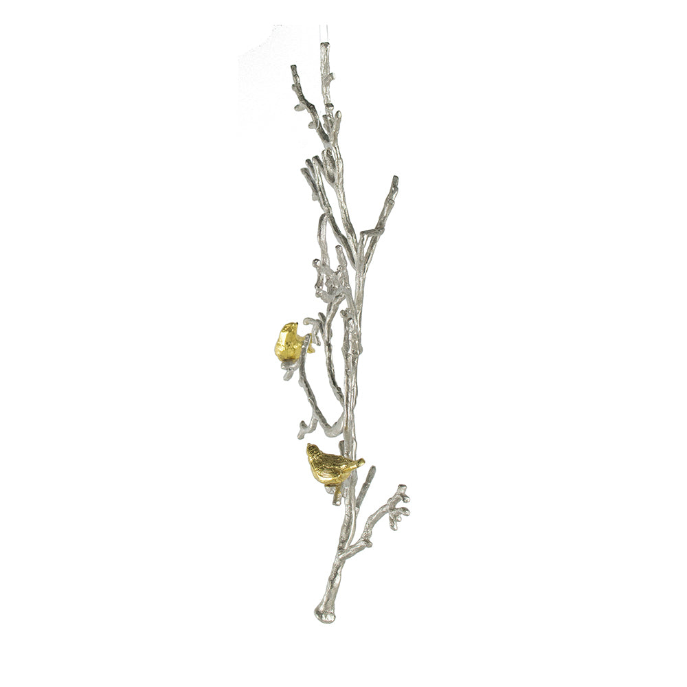 17x5.5x22" Metal Branch Wall Sculptures with Bird Accents, Set of 2