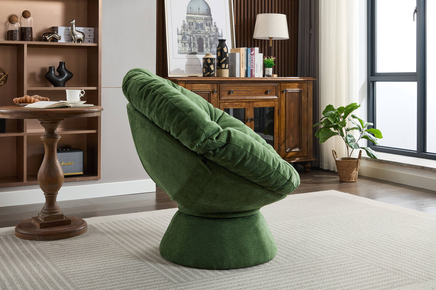 Oversized Swivel Accent Chair, 360 Swivel Barrel Chair, Papasan Chair for Living Room Bedroom