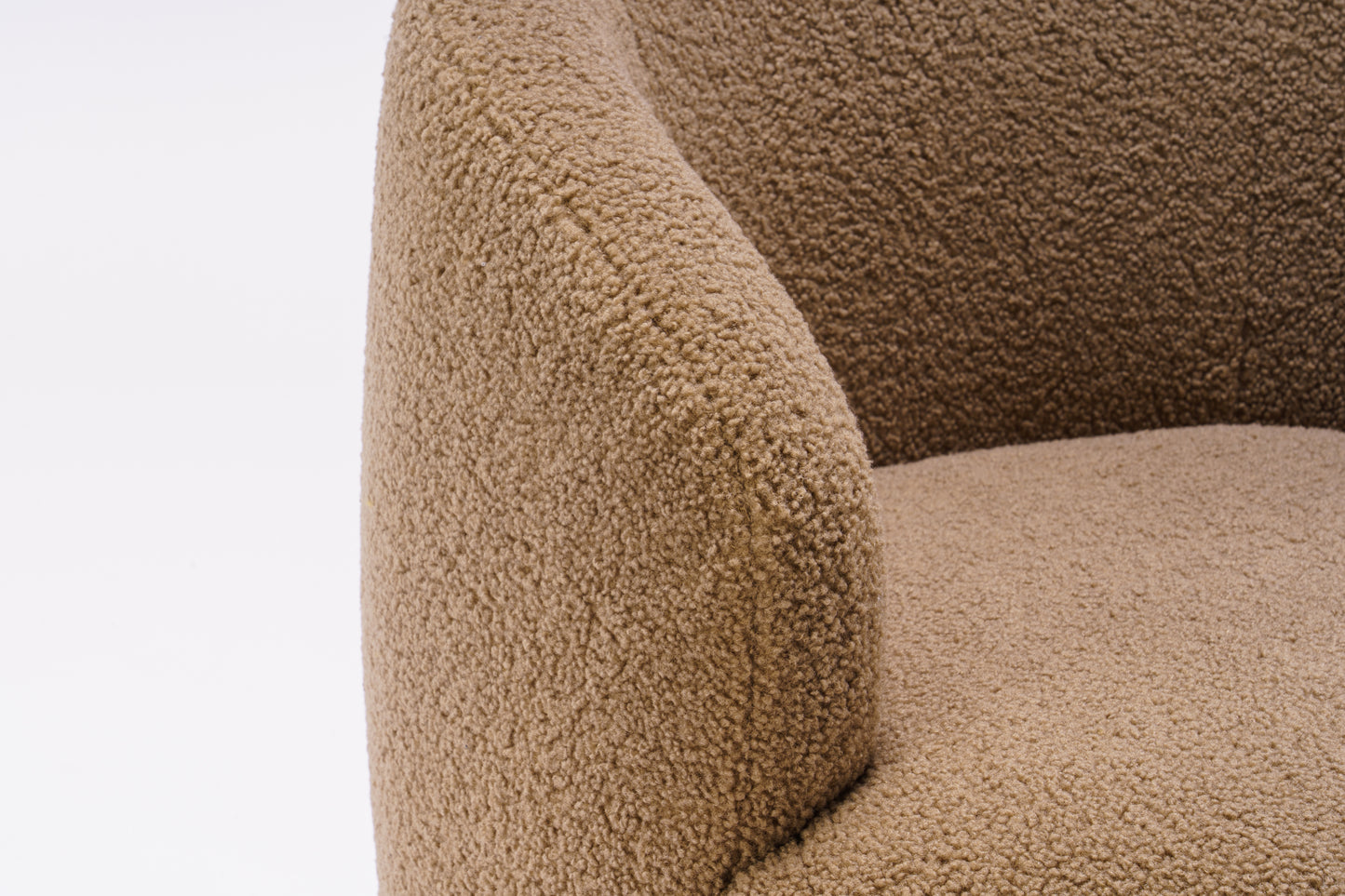 Teddy Fabric Swivel Accent Armchair Barrel Chair With Black Powder Coating Metal Ring,Coffee Brown