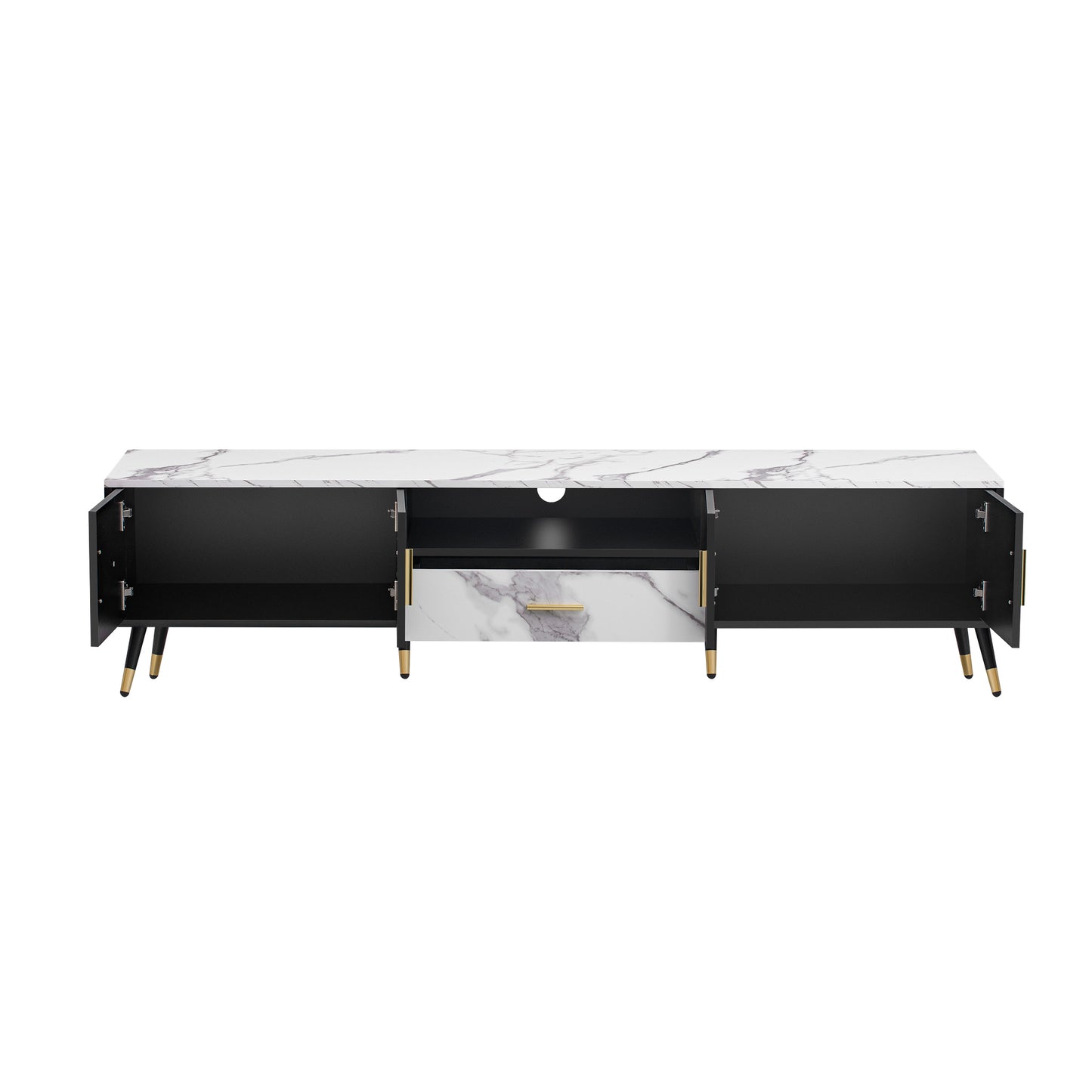 71'' Modern TV Stand with 2 Cabinets& Open Compartments, Entertainment Center for TVs up to 80'', Television Console for Living Room, Bedroom, Home Theatre
