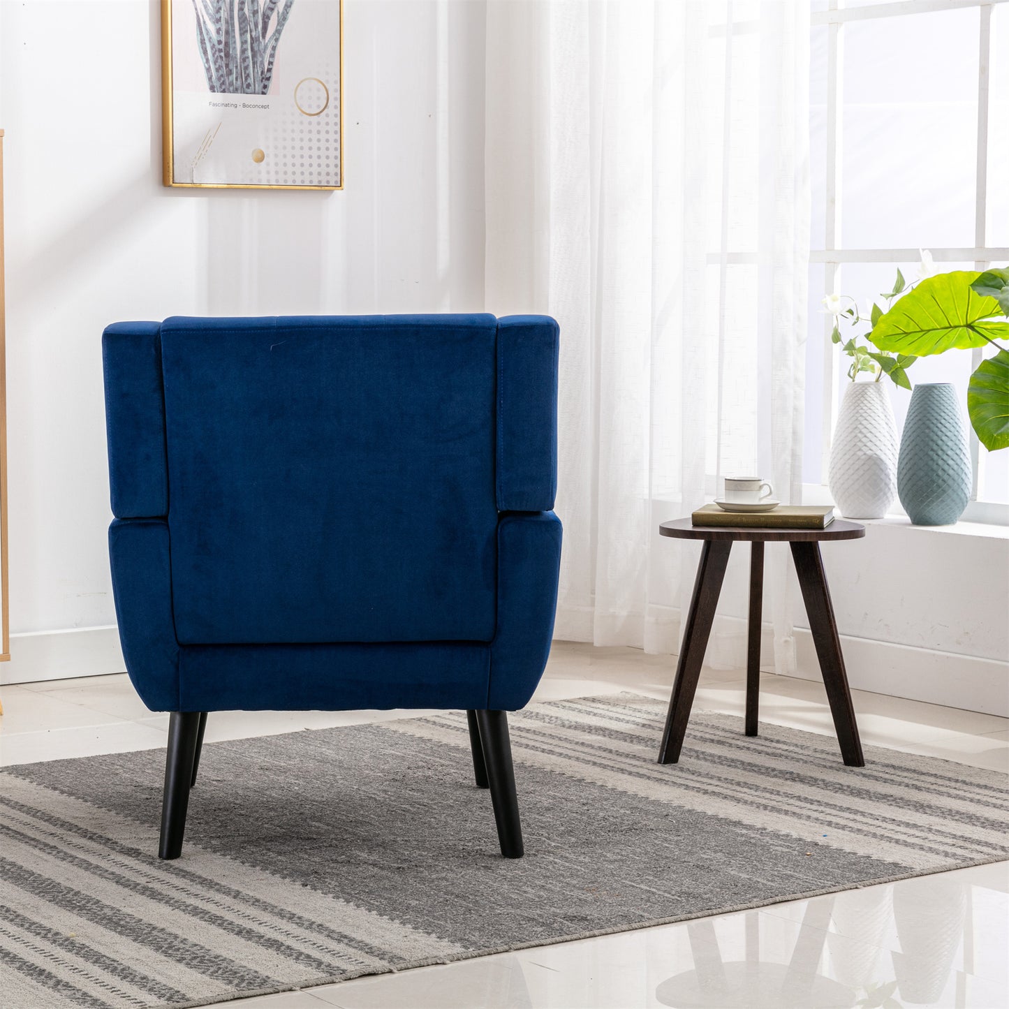 Modern Soft Velvet Material Ergonomics Accent Chair Living Room Chair Bedroom Chair Home Chair With Black Legs For Indoor Home