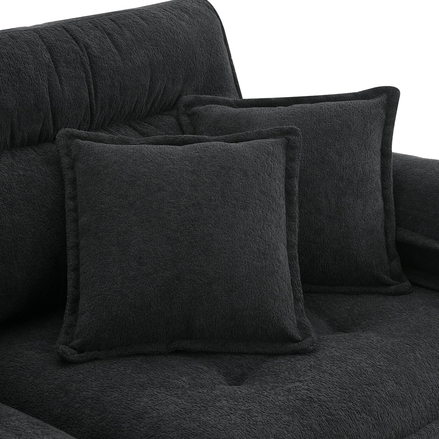 106*66.5" L shaped Convertible Sectional Sofa,4 Seat Tufted Couch Set with Two-tone Adjust Legs,Cloud Chenille Fabric,Movable Ottoman for Living Room, Apartment,Office,3 Colors