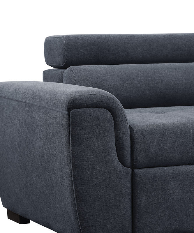 Haris 97" Dark Gray Fabric Sleeper Sofa Sectional with Adjustable Headrest and Storage Ottoman