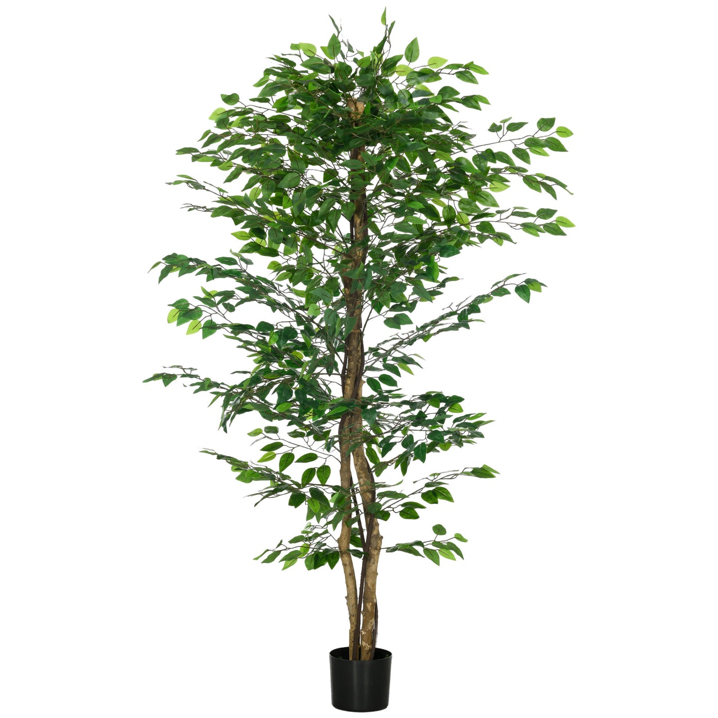 HOMCOM 6ft Artificial Ficus with Pot, Indoor Outdoor Fake Plant for Home Office Living Room Décor