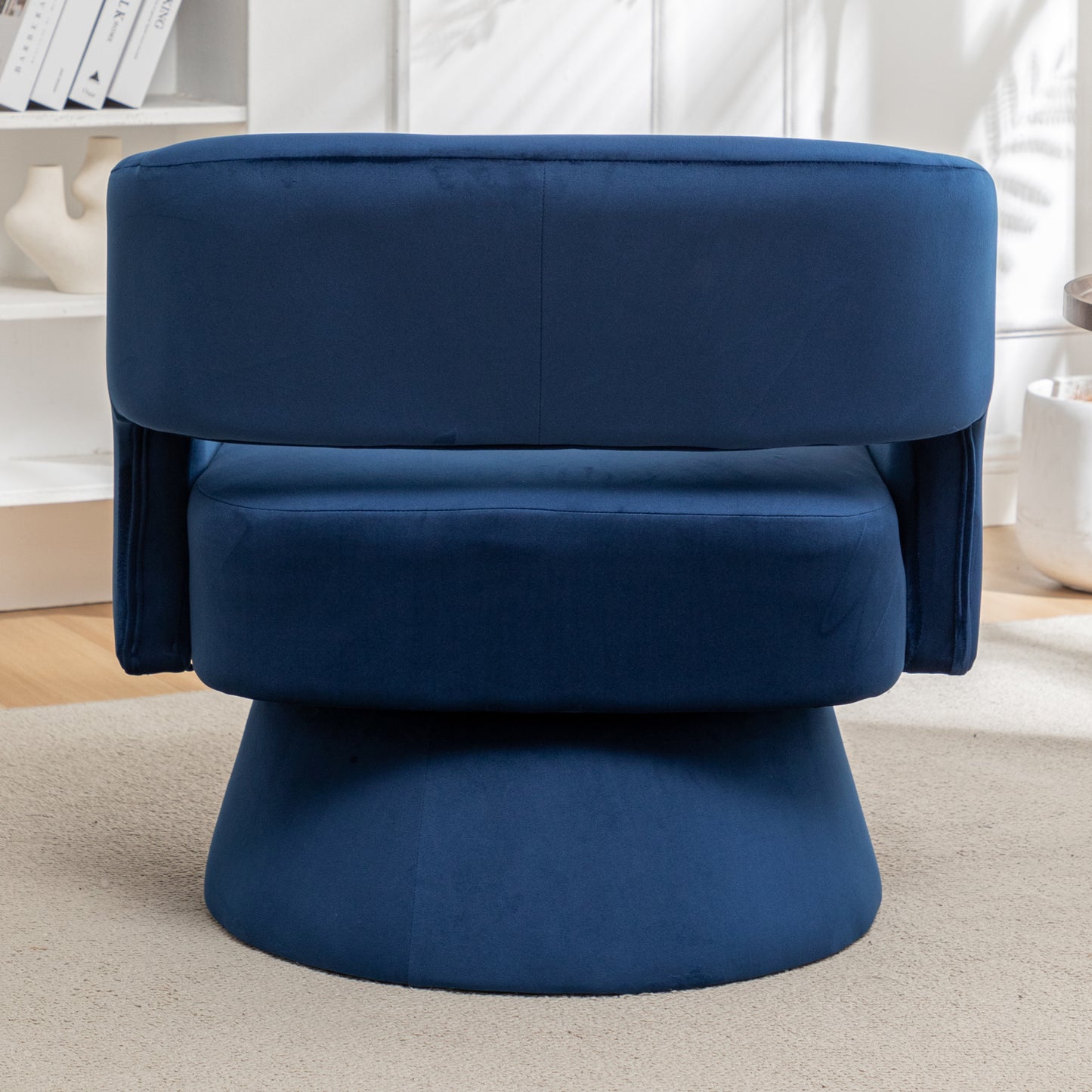Sillón giratorio de barril, sillón de terciopelo con acento, giratorio de 360 grados, para sala de estar, dormitorio y sala de recepción.