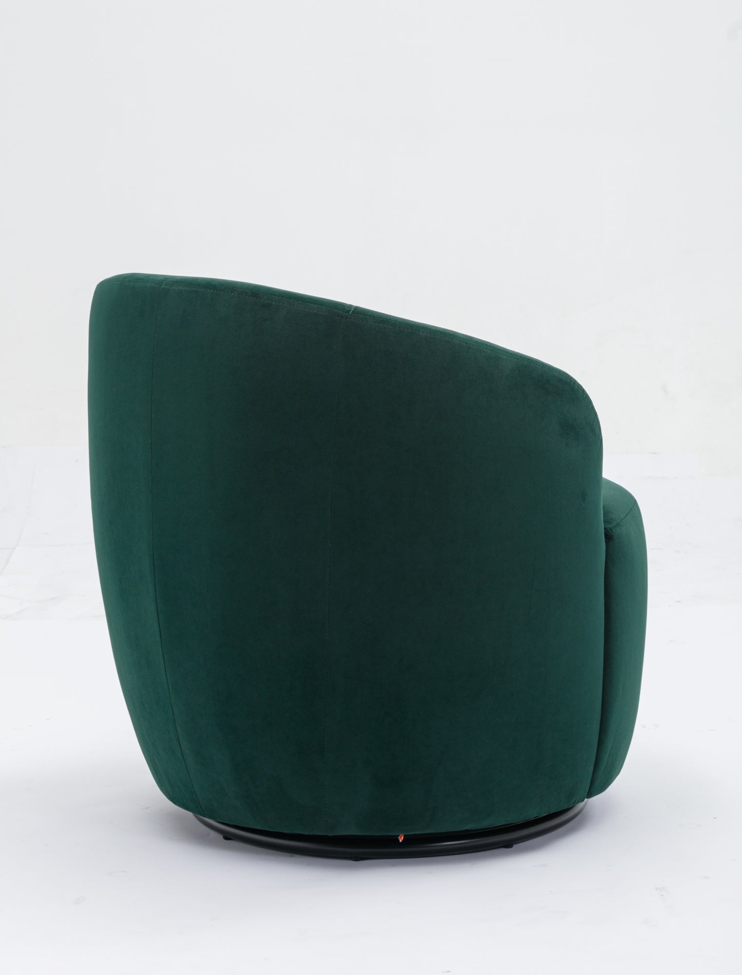 Sillón giratorio de terciopelo con acento tipo barril y aro metálico con revestimiento en polvo negro, color verde