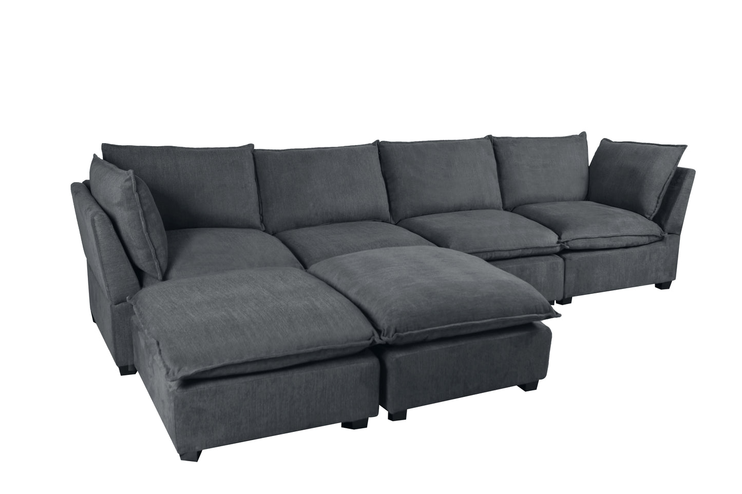 130" Inch Modular Sectional Sofa, Linen Fabric Couch Set with Convertible Ottoman,U shaped sofa,comfortable,Freely Combinable Sofa for Living Room, Apartment, Office,Grey, 3 Colors