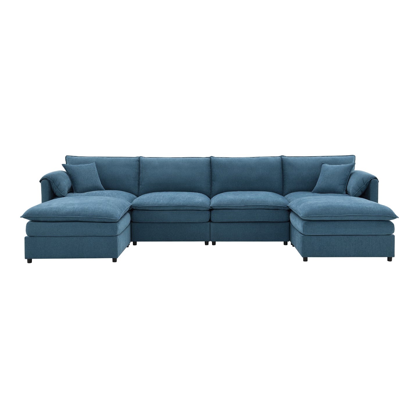 134*66" Chenille Modular Sectional Sofa,U Shaped Cloud Couch Set with Double Cushions ,6 Seat Sleeper Sofa Bed with Ottomans,Oversized Indoor Furniture for Living Room, 3 Colors