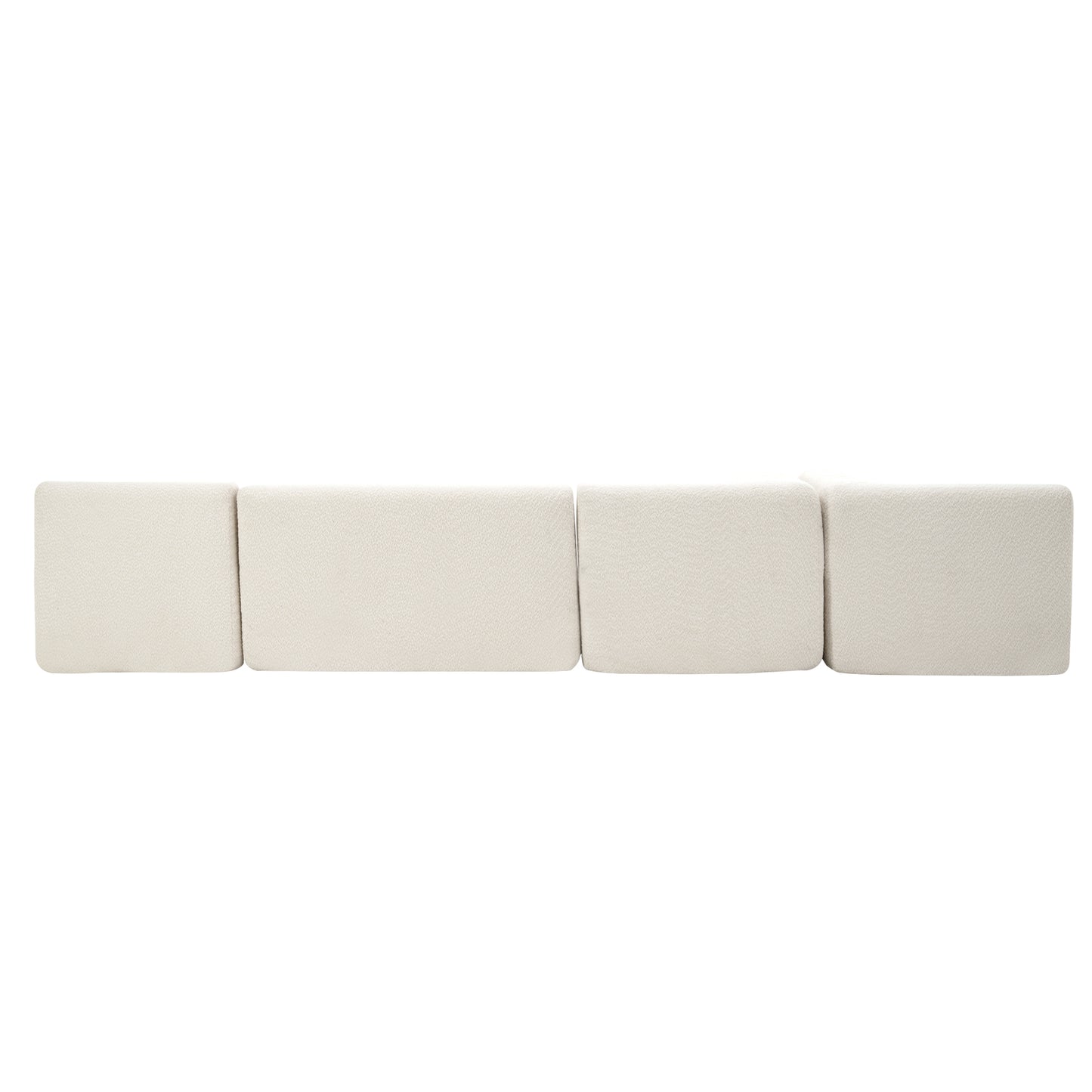 143.7" Upholstered Sofa Free-combined Sofa Couch with Two Chaise Lounge and Five Back Pillows for Living Room, Beige