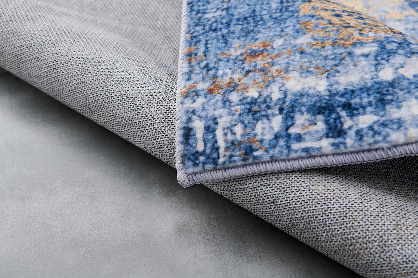 ZARA Collection Abstract Design Blue Gold (10.5' ft x 7.5' ft) Machine Washable Super Soft Area Rug
