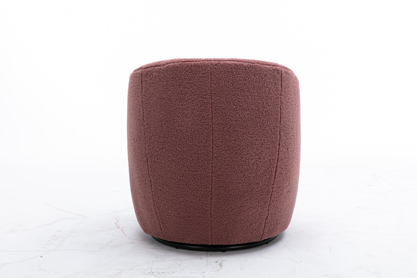 Teddy Fabric Swivel Accent Armchair Barrel Chair With Black Powder Coating Metal Ring,Dark Red