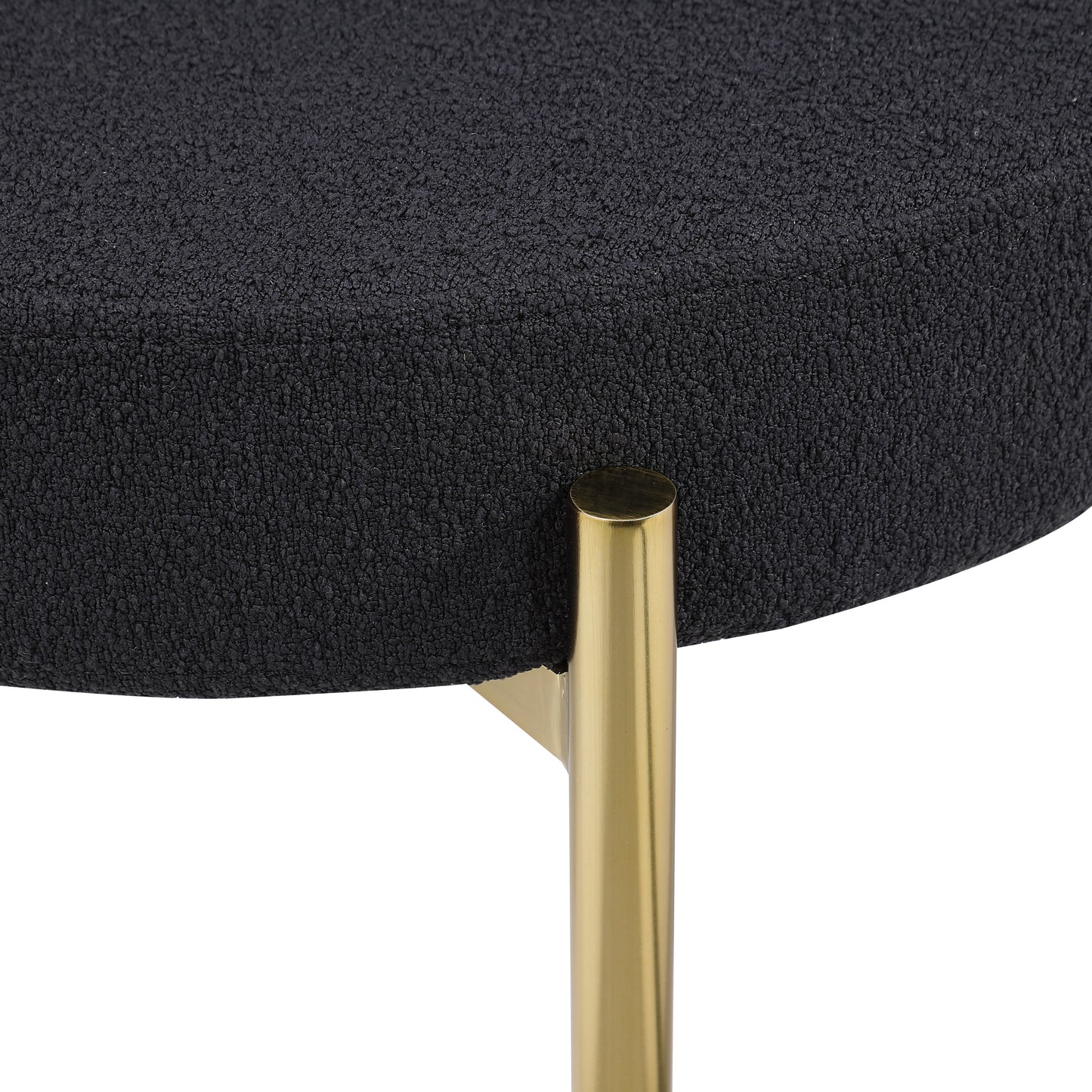 Woker Furniture Dining Chairs Set of 2 Round Upholstered Boucle Dining Room Chairs Mid-Century Modern Kitchen Chairs Curved Backrest Chairs for Dining Room Brushed Brass Metal Legs