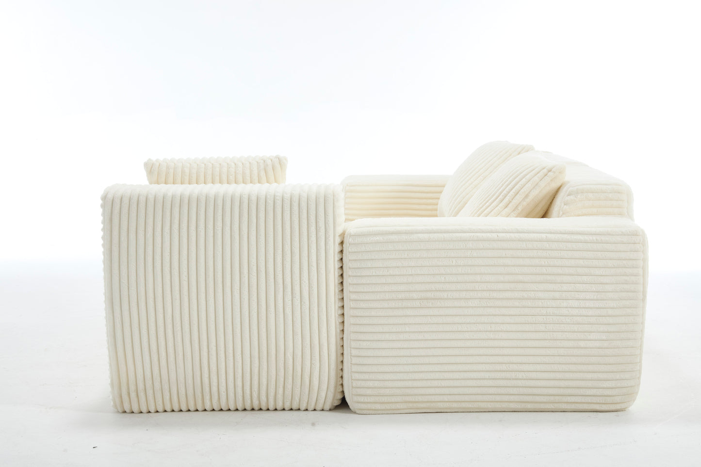 Modern Minimalist Modular Sectional Sofa, L-Shape Upholstered Cloud Couch with Deep Seats, Right Facing Chaise for Living Room-White
