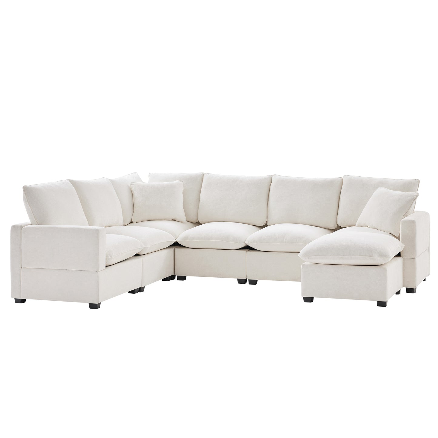 110*86" Modern U Shape Modular Sofa, 7 Seat Chenille Sectional Couch Set with 2 Pillows Included, Freely Combinable Indoor Funiture for Living Room, Apartment, Office, 2 Colors