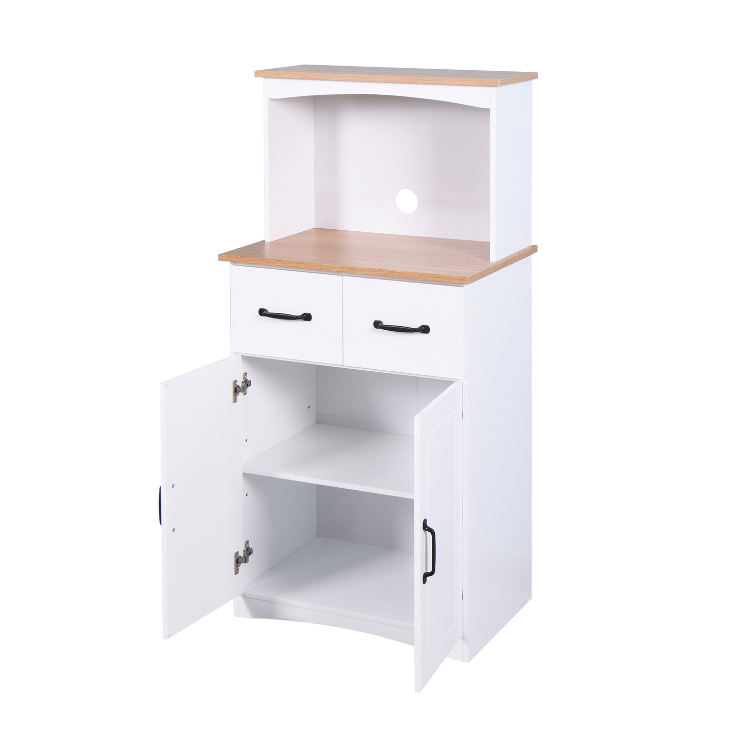 Gabinete de cocina de madera blanco, despensa, armario para microondas con cajón de almacenamiento