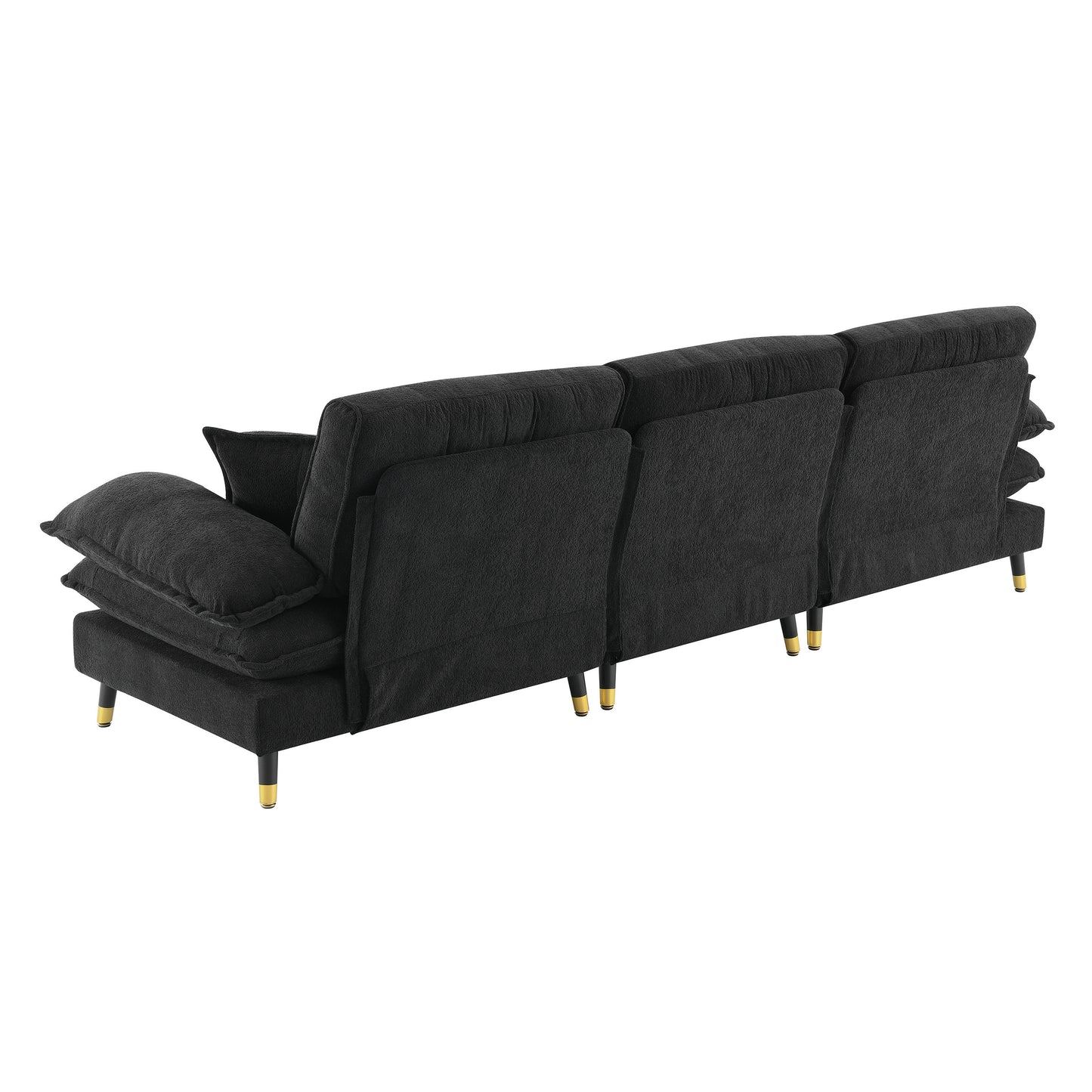 106*66.5" L shaped Convertible Sectional Sofa,4 Seat Tufted Couch Set with Two-tone Adjust Legs,Cloud Chenille Fabric,Movable Ottoman for Living Room, Apartment,Office,3 Colors