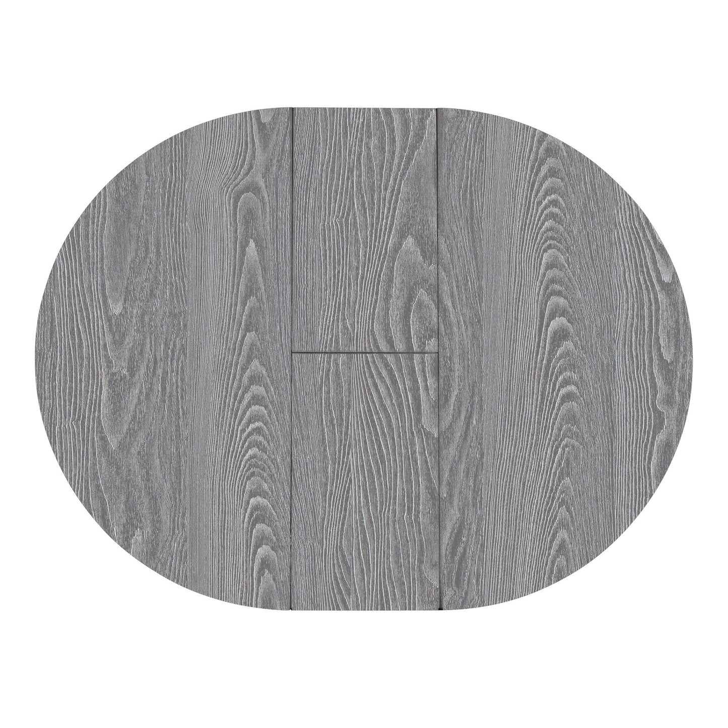 TREXM 5-Piece Retro Functional Dining Table Set Extendable Round Table and 4 Upholstered Chairs for Dining Room and Living Room (Grey)