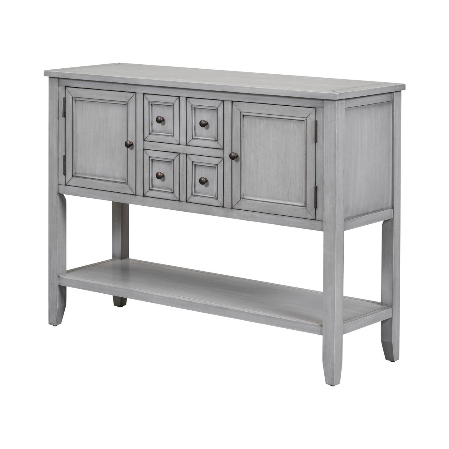 TREXM Cambridge Series Ample Storage Vintage Console Table with Four Small Drawers and Bottom Shelf for Living Rooms, Entrances and Kitchens (Antique Gray, OLD SKU: WF190263AAE)