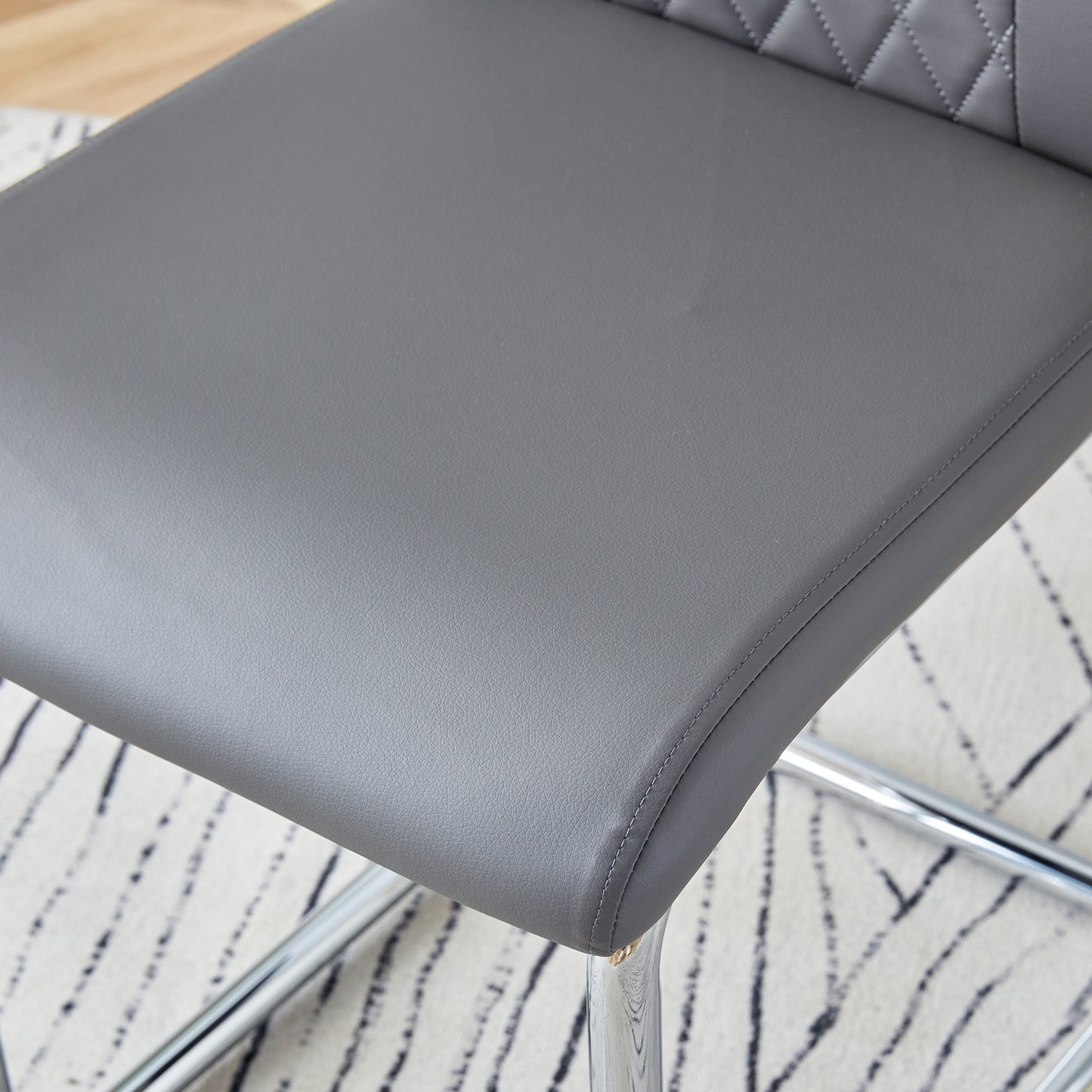 Table and chair set, modern dining table, imitation marble white top and silver legs, soft and comfortable dining chair, perfect for dinner, meetings, home and office decor