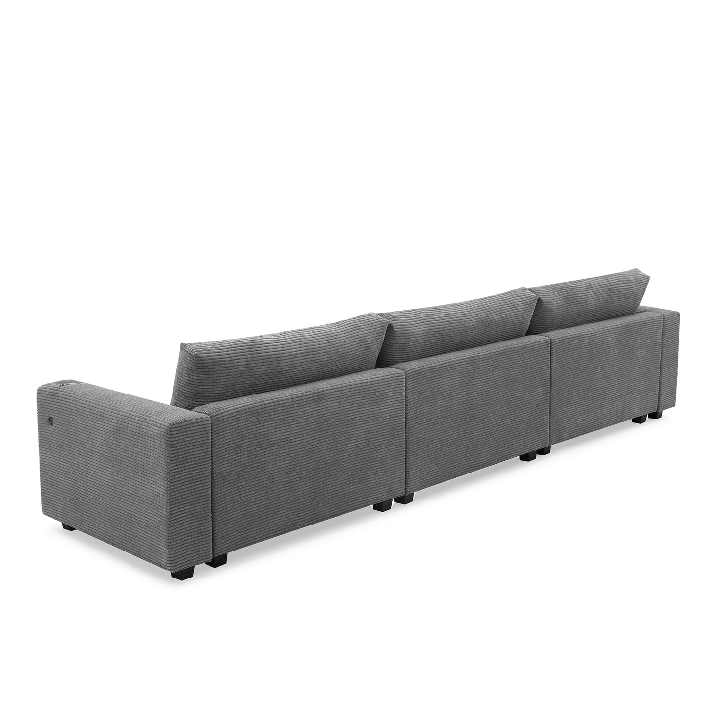 Sofá seccional extragrande de pana de 134 x 54 pulgadas, sofá nube en forma de L con puerto de carga USB, portavasos, sofá cama profundo con chaise longue de 50 pulgadas, cómodo mueble de interior para sala de estar, 3 colores