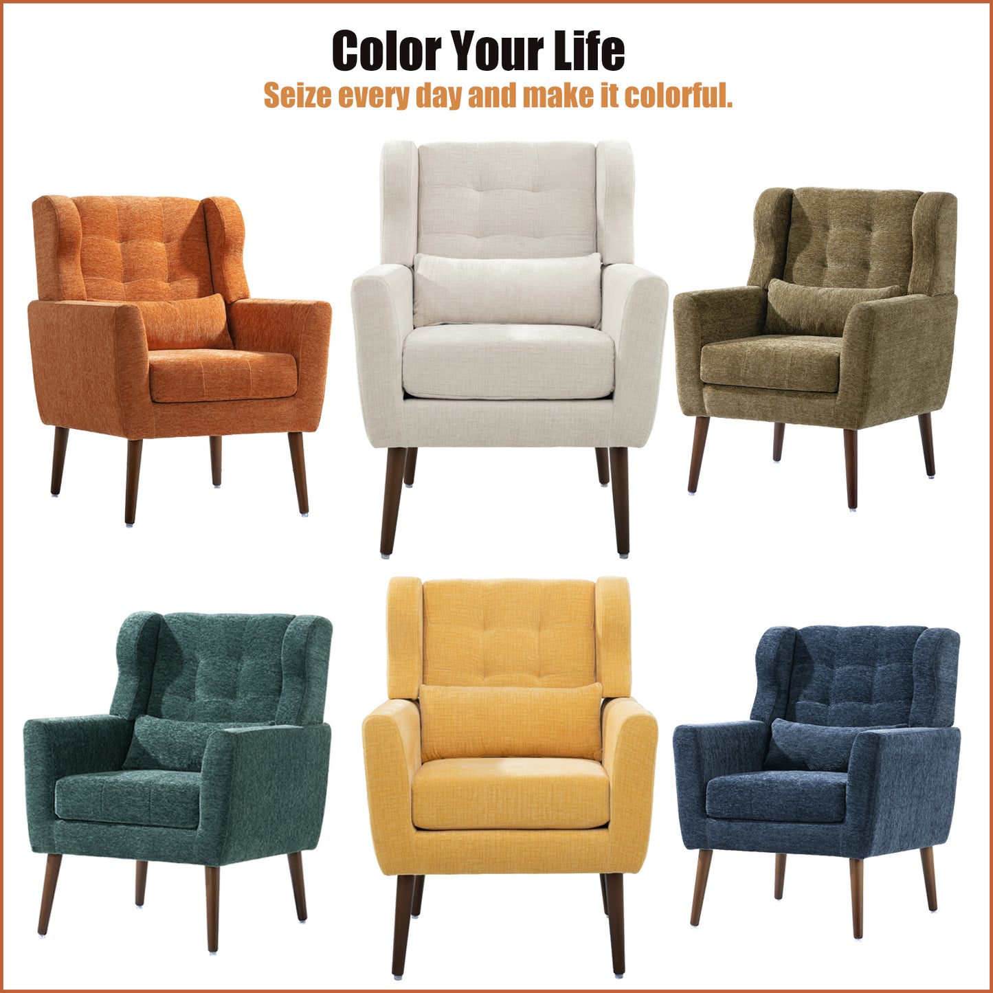 Sillón moderno con acento tapizado y relleno de espuma para sala de estar, cómodo sillón de lectura, moderno de mediados de siglo con tela de chenilla, sillón para sala de estar y dormitorio (beige).