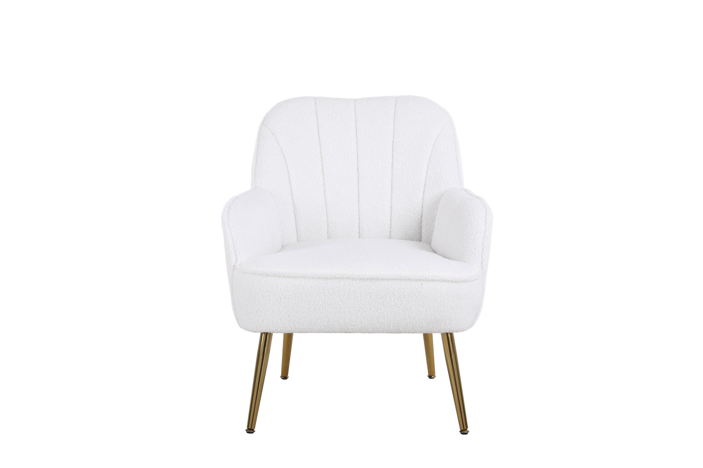 Sillón moderno y ergonómico de tela suave color blanco marfil para sala de estar, dormitorio, hogar, con patas doradas y patas ajustables para interiores.