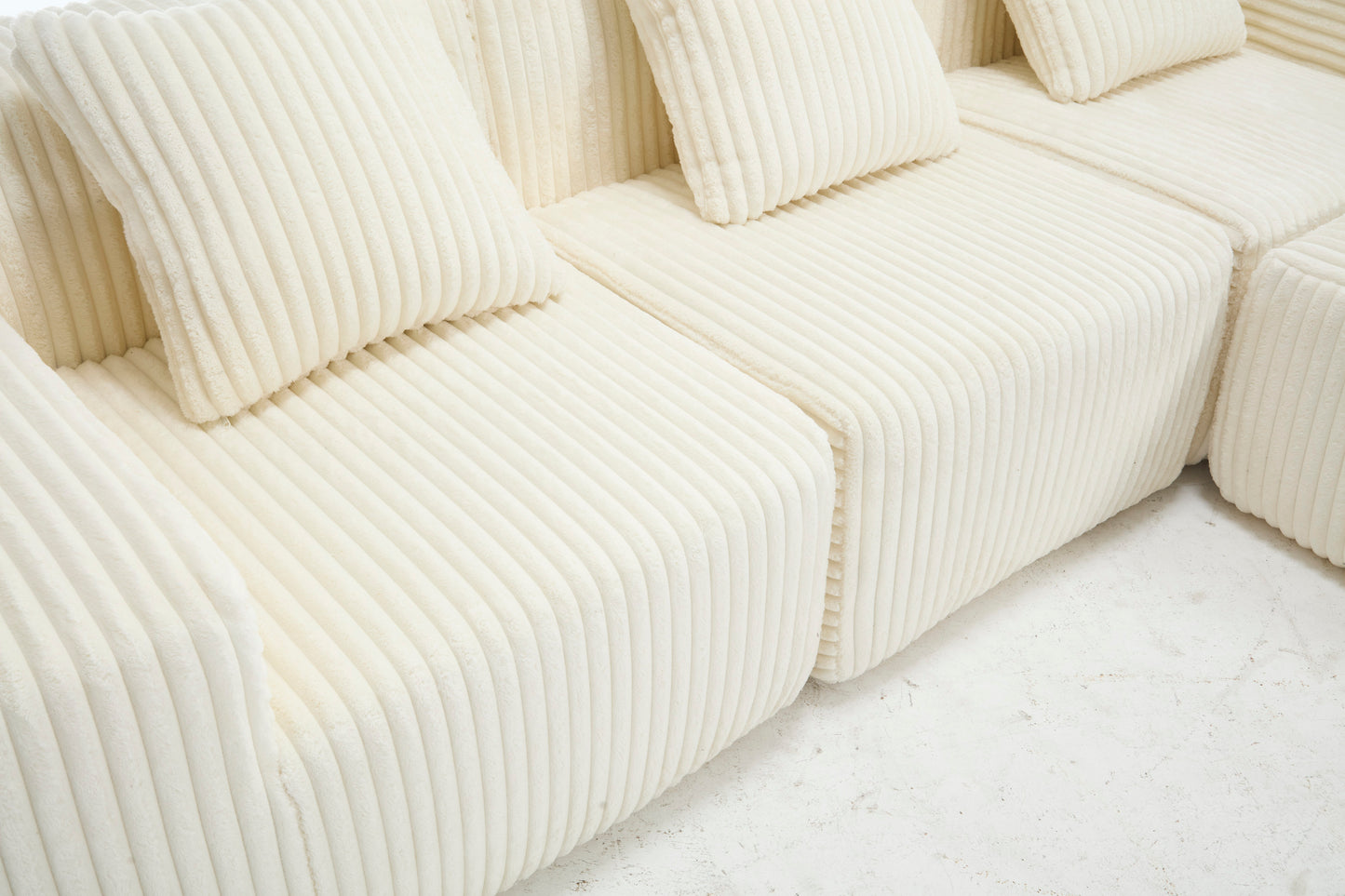 Modern Minimalist Modular Sectional Sofa, L-Shape Upholstered Cloud Couch with Deep Seats, Right Facing Chaise for Living Room-White