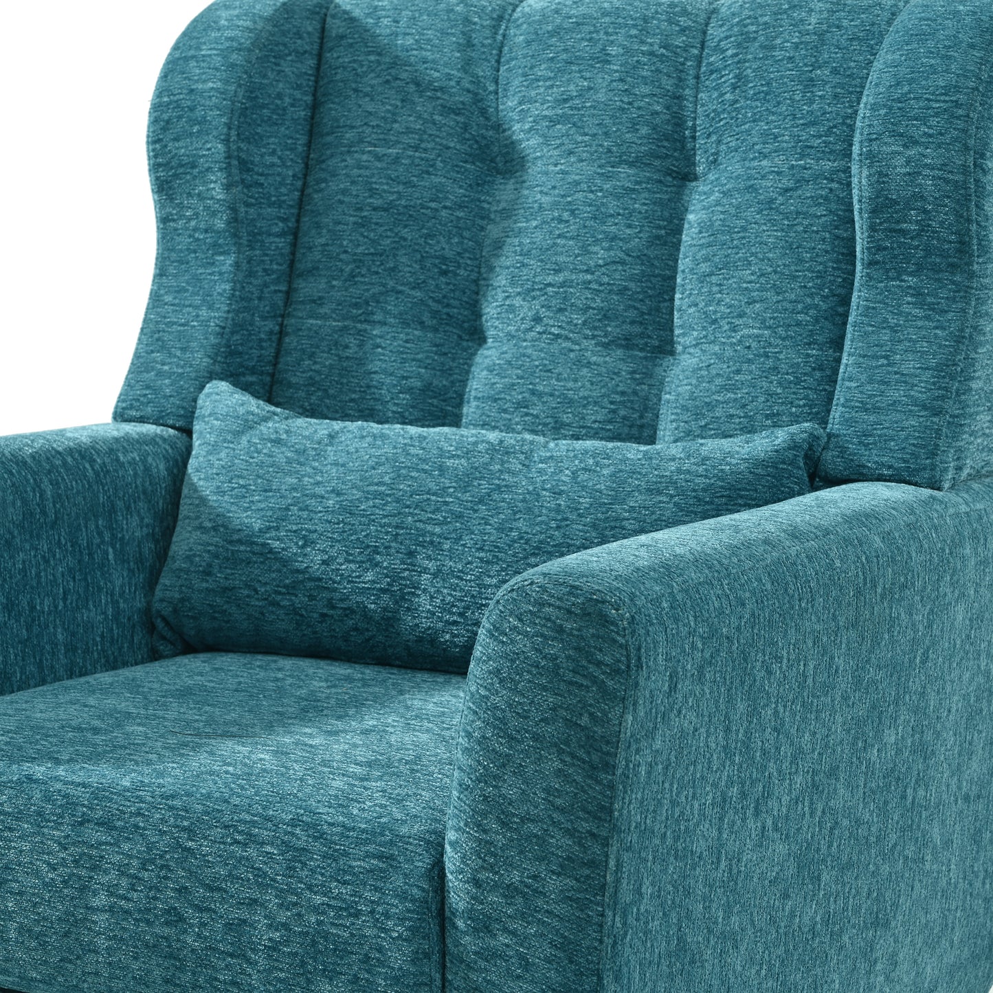 Sillón moderno con acento tapizado y relleno de espuma para sala de estar, cómodo sillón de lectura, moderno de mediados de siglo con tela de chenilla, sillón para sala de estar y dormitorio (verde azulado).