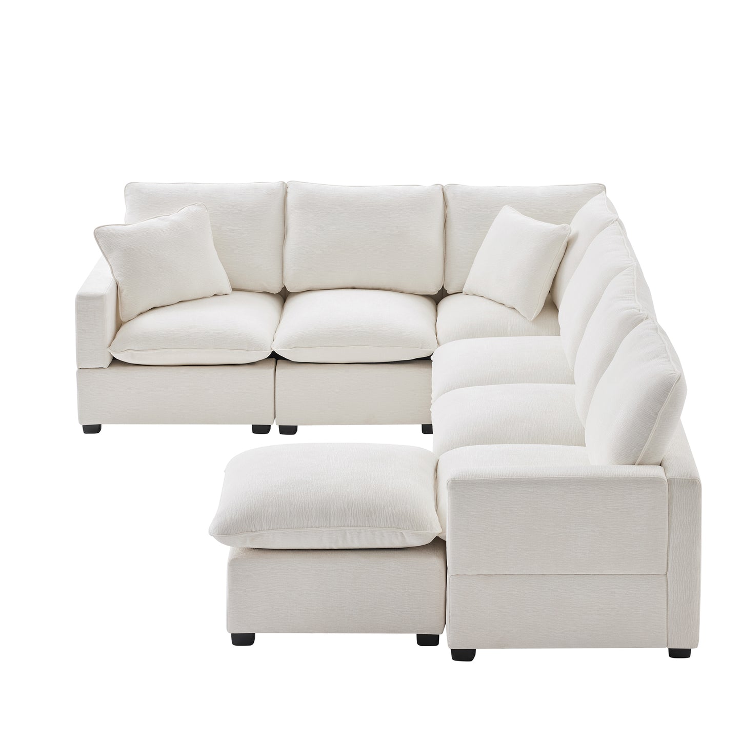 110*86" Modern U Shape Modular Sofa, 7 Seat Chenille Sectional Couch Set with 2 Pillows Included, Freely Combinable Indoor Funiture for Living Room, Apartment, Office, 2 Colors