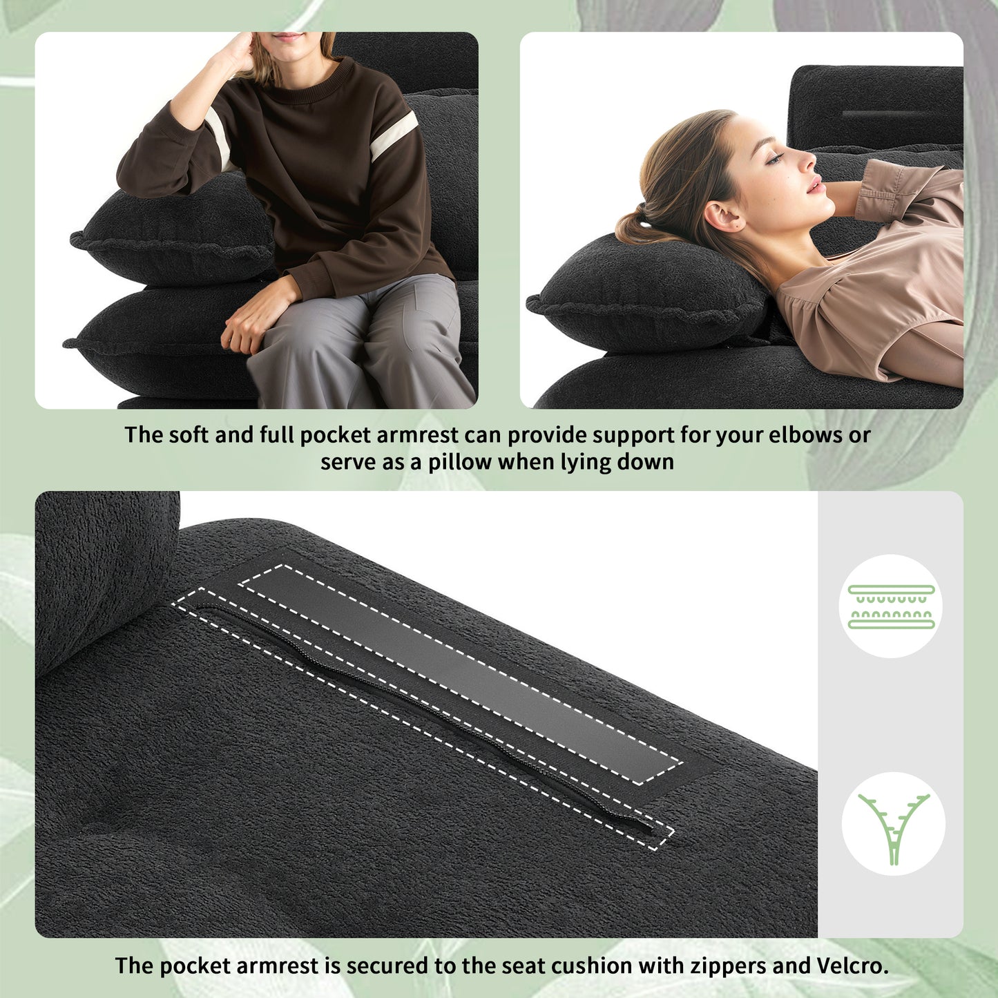 106*66.5" L shaped Convertible Sectional Sofa,4 Seat Tufted Couch Set with Two-tone Adjust Legs,Cloud Chenille Fabric,Movable Ottoman for Living Room, Apartment,Office,3 Colors