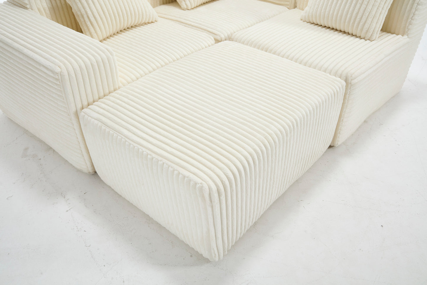 Modern Minimalist Modular Sectional Sofa, L-Shape Upholstered Cloud Couch with Deep Seats, Right Facing Chaise for Living Room-White