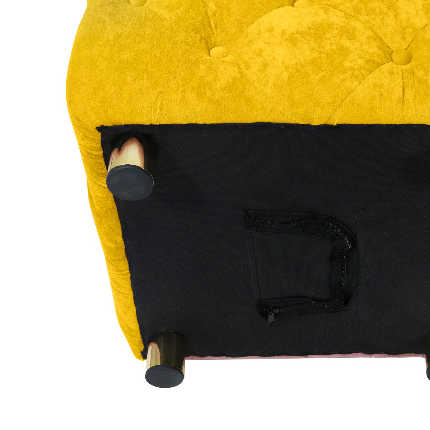 Otomana moderna tapizada en terciopelo amarillo, exquisita mesa auxiliar pequeña, reposapiés suave, tocador y silla de maquillaje, asiento cómodo para sala de estar, dormitorio y entrada.