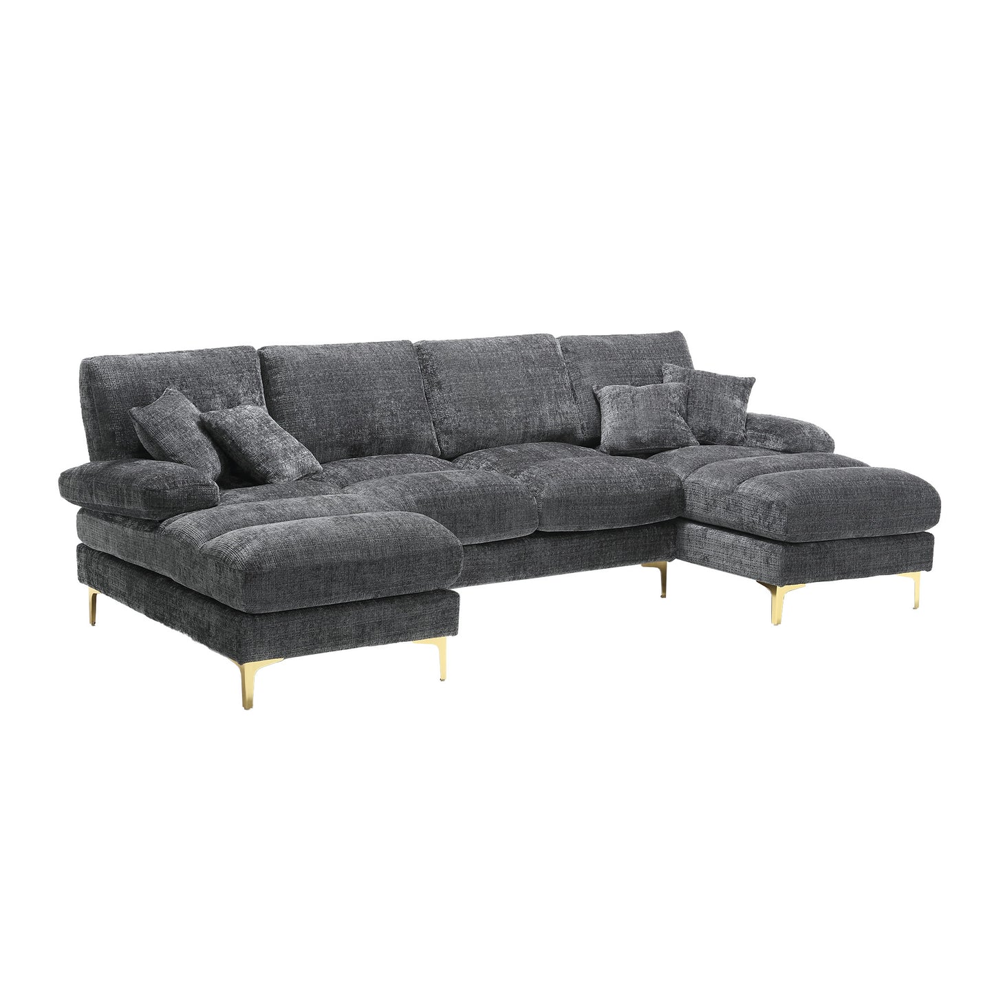 UNITED Modern Large chenille Fabric U-Shape Sectional Sofa