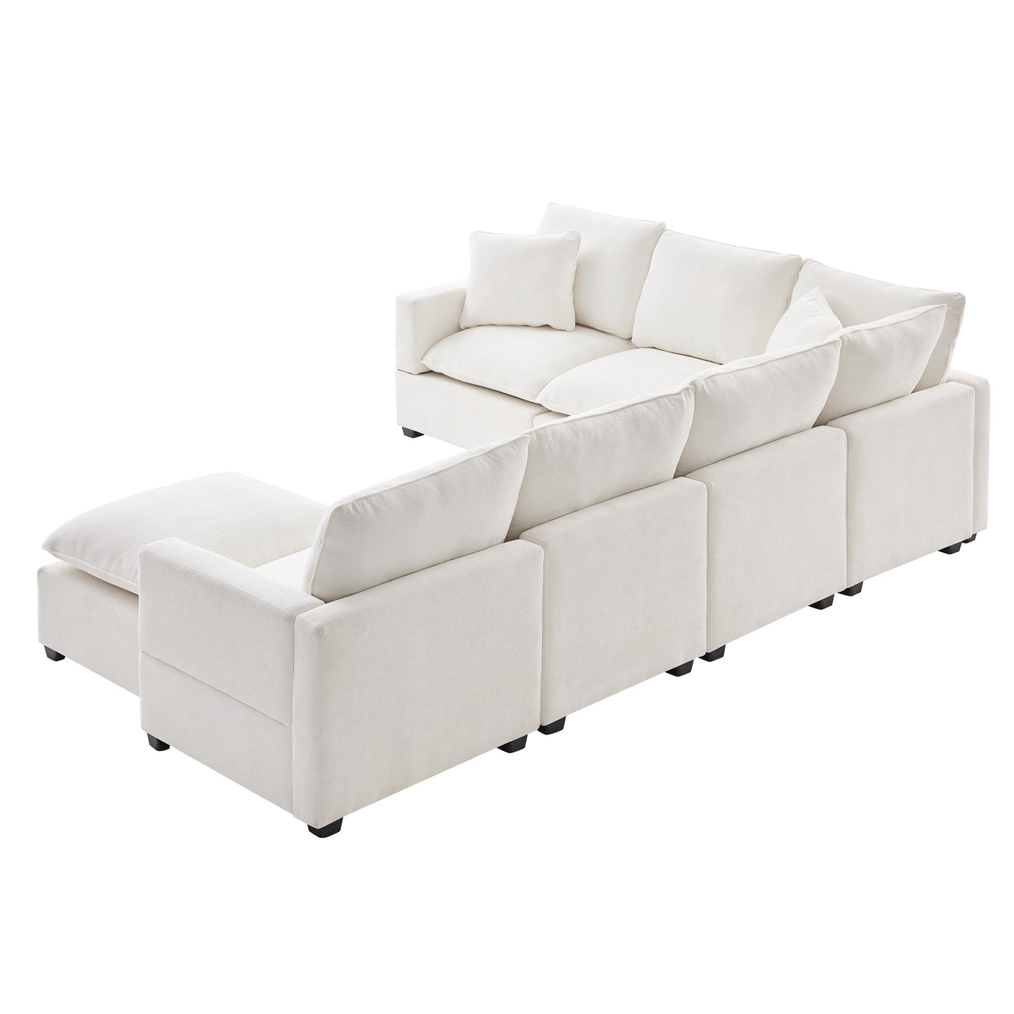 110*86" Modern U Shape Modular Sofa, 7 Seat Chenille Sectional Couch Set with 2 Pillows Included, Freely Combinable Indoor Funiture for Living Room, Apartment, Office, 2 Colors