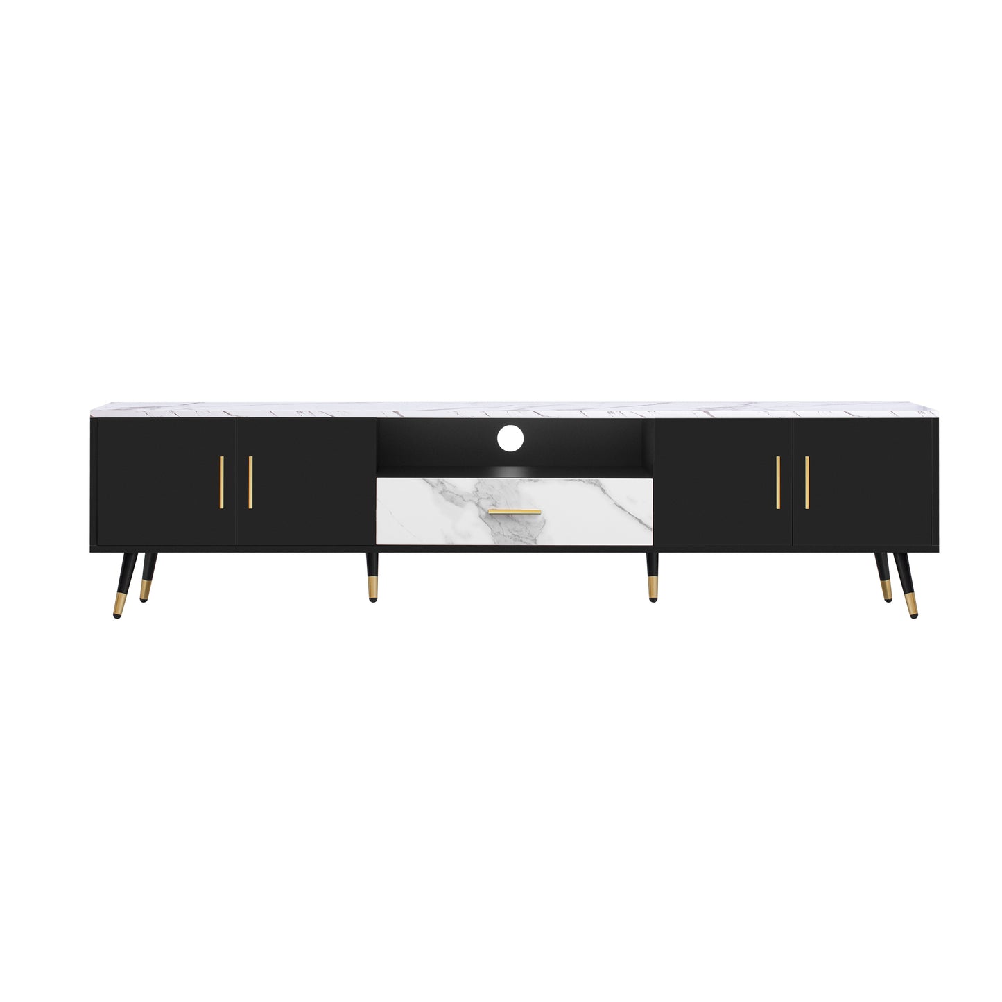 71'' Modern TV Stand with 2 Cabinets& Open Compartments, Entertainment Center for TVs up to 80'', Television Console for Living Room, Bedroom, Home Theatre