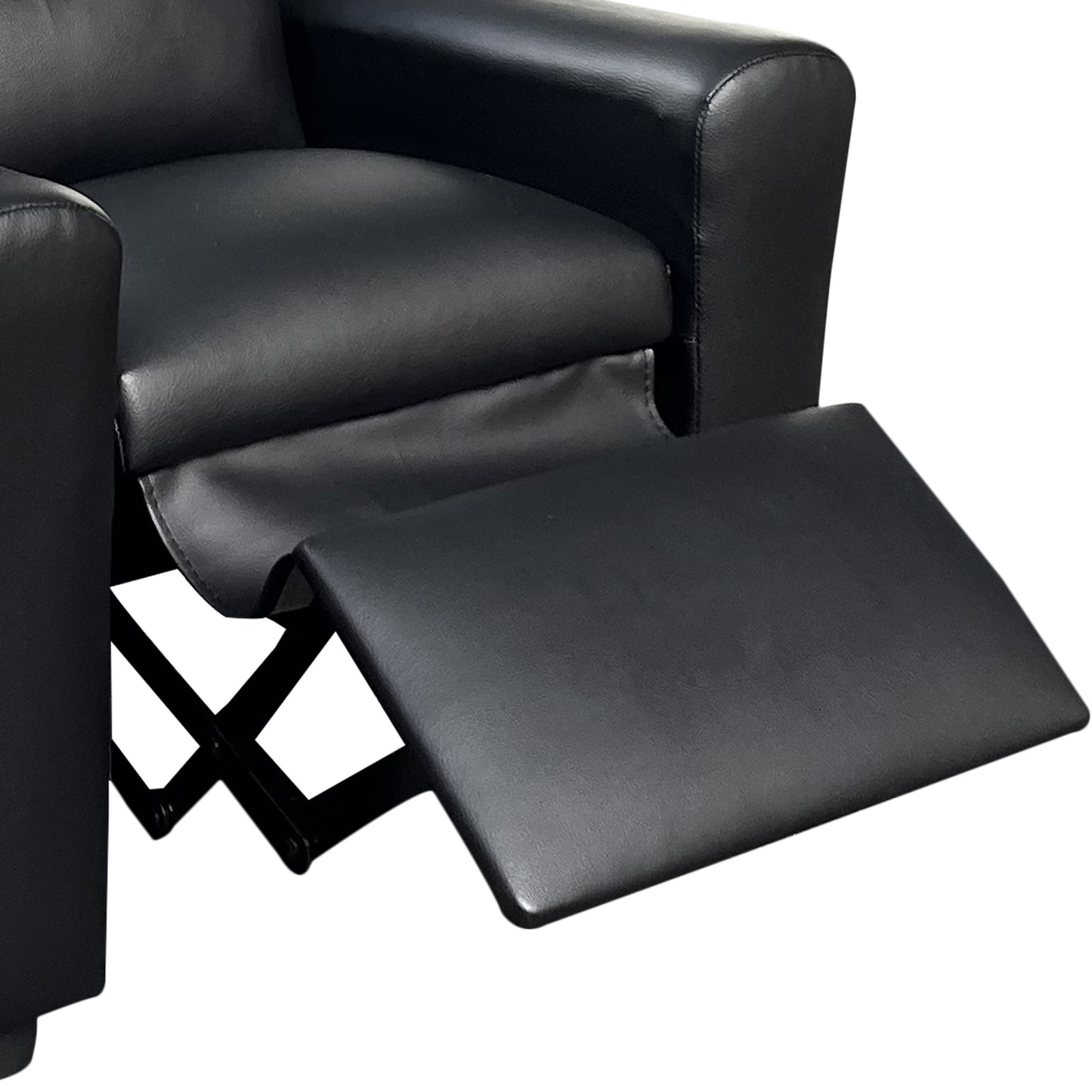 Sillón reclinable infantil Marisa de 22" de cuero sintético negro con portavasos