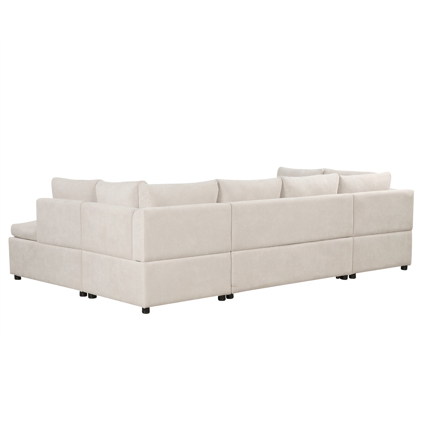 Sofá seccional extragrande de 117.3" en forma de U, sofá cama extraíble con dos cojines para sala de estar, color beige