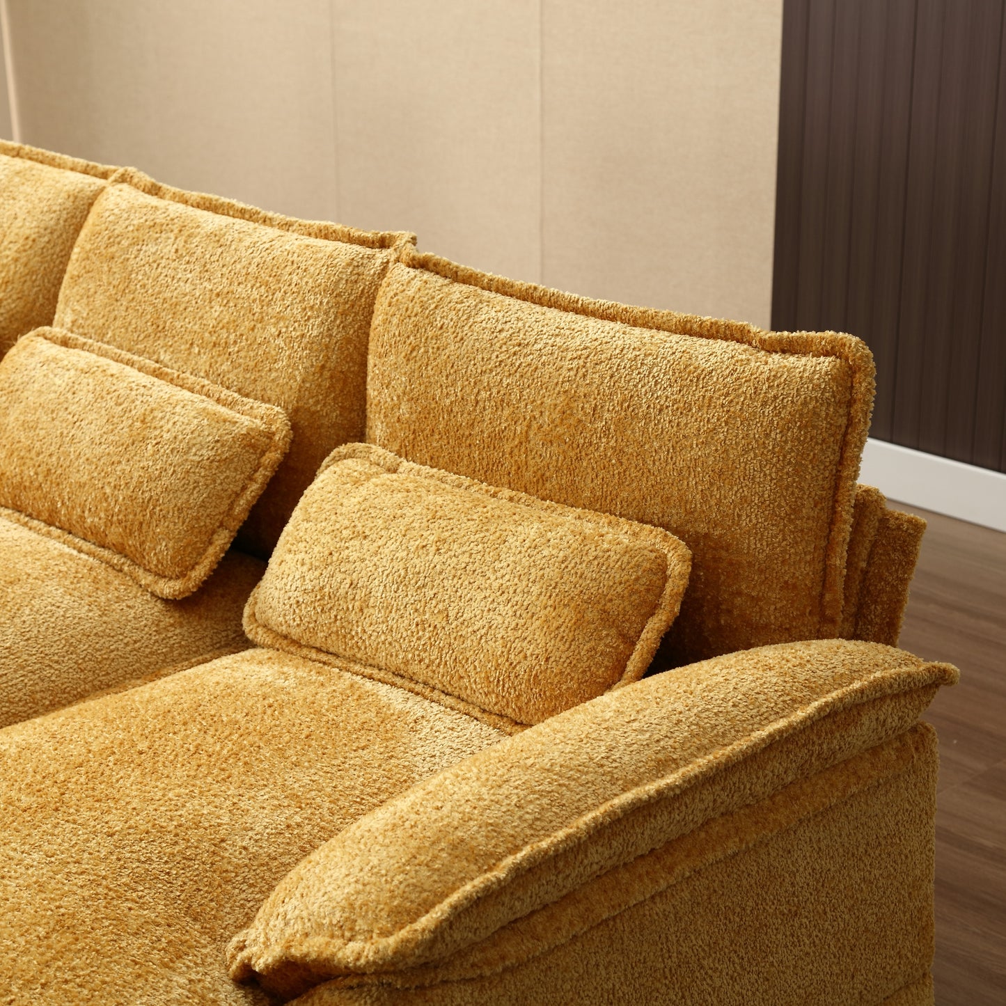 UNITED WE WIN Modern Large chenille Fabric U-Shape Sectional Sofa