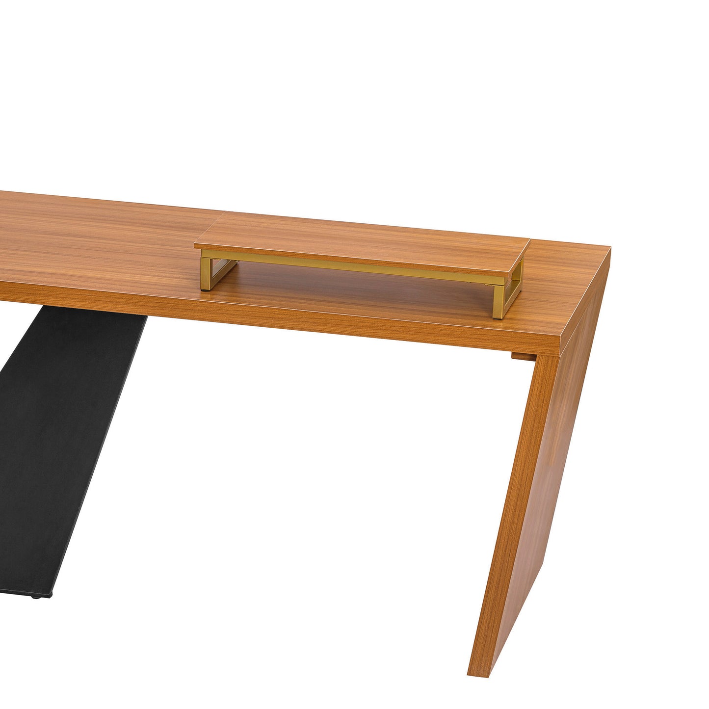 63"Modern Executive Desk ,Rustic Industrial Wooden Writing Desk,Study Desk with Monitor Stand,Rectangular Computer Desk for Home Office,Living Room,Teak