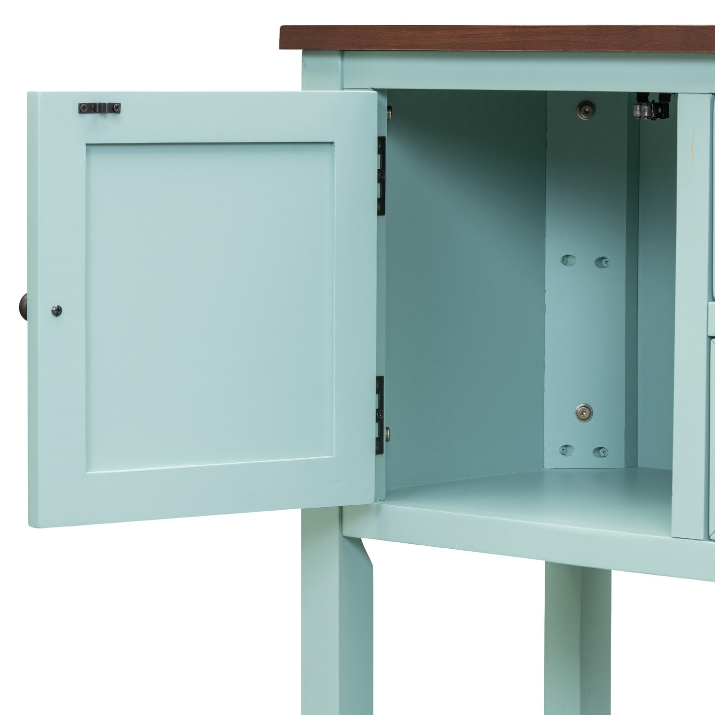TREXM Cambridge Series Ample Storage Vintage Console Table with Four Small Drawers and Bottom Shelf for Living Rooms, Entrances and Kitchens (Retro Blue, OLD SKU: WF190263AAC)