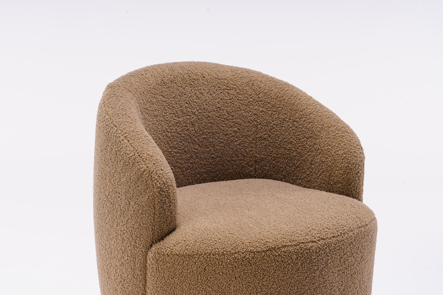 Teddy Fabric Swivel Accent Armchair Barrel Chair With Black Powder Coating Metal Ring,Coffee Brown