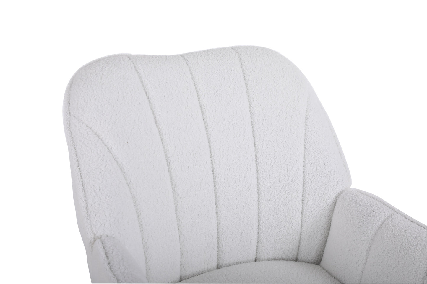 Sillón moderno y ergonómico de tela suave color blanco marfil para sala de estar, dormitorio, hogar, con patas doradas y patas ajustables para interiores.