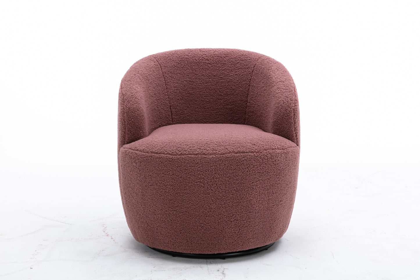 Teddy Fabric Swivel Accent Armchair Barrel Chair With Black Powder Coating Metal Ring,Dark Red