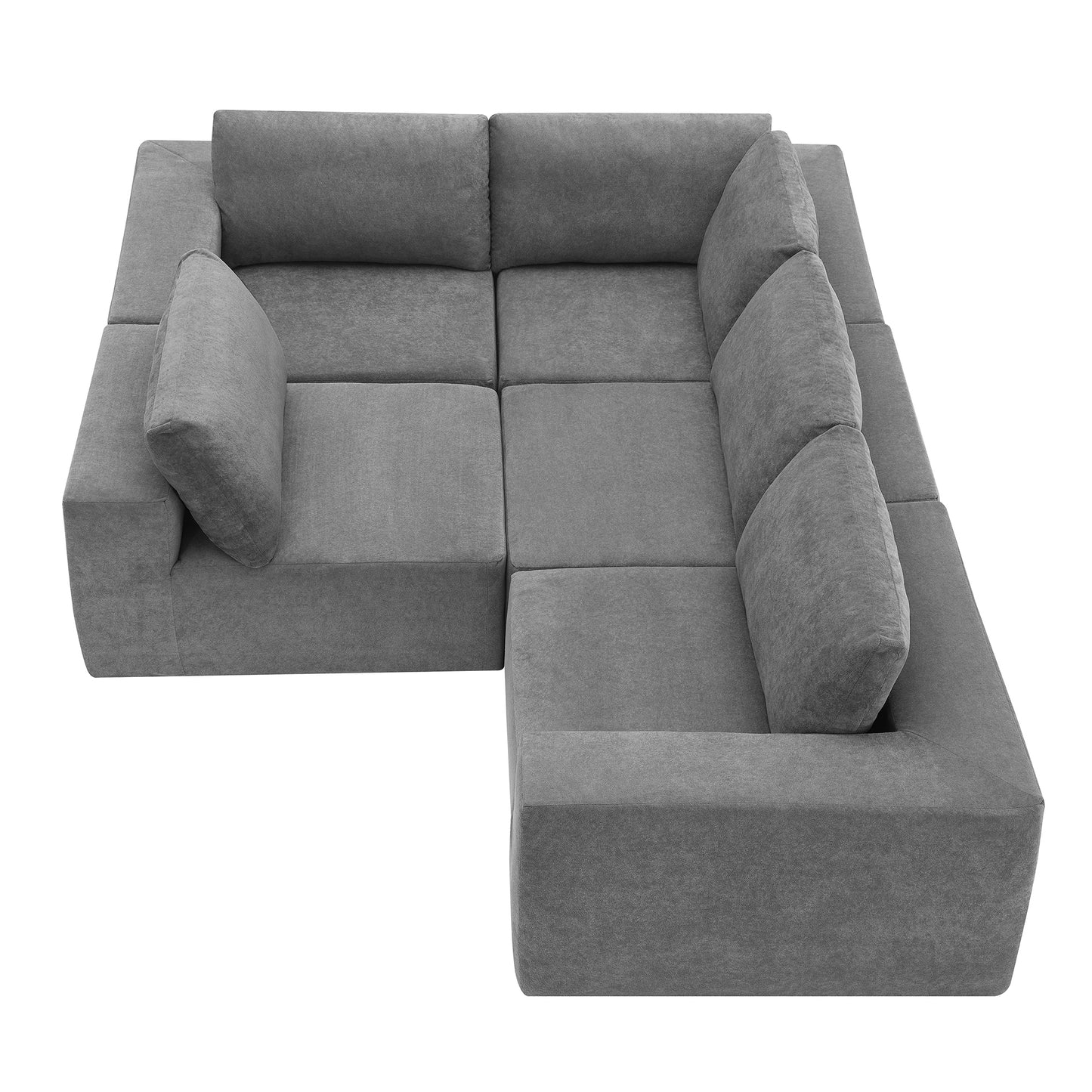 Sofá modular seccional en forma de L de 116 x 116 pulgadas, juego de sofá de piso de lujo, muebles de interior tapizados, sofá de espuma comprimida para sala de estar y dormitorio, combinación de 5 piezas, 3 colores