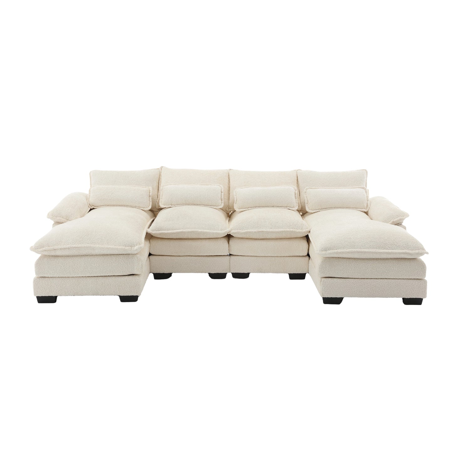 UNITED WE WIN Modern Large chenille Fabric U-Shape Sectional Sofa