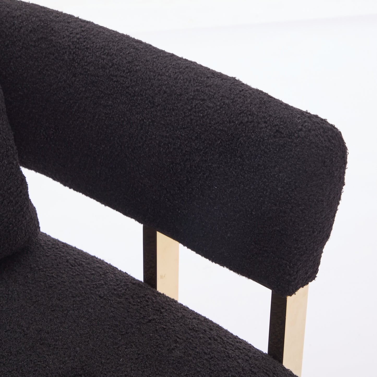 TS Modern decorative chair, living room side chair with gold metal legs, no wheels, suitable for dressing area, reception room, office,Teddy fleece upholstered metal foot sofa 2PCS Black