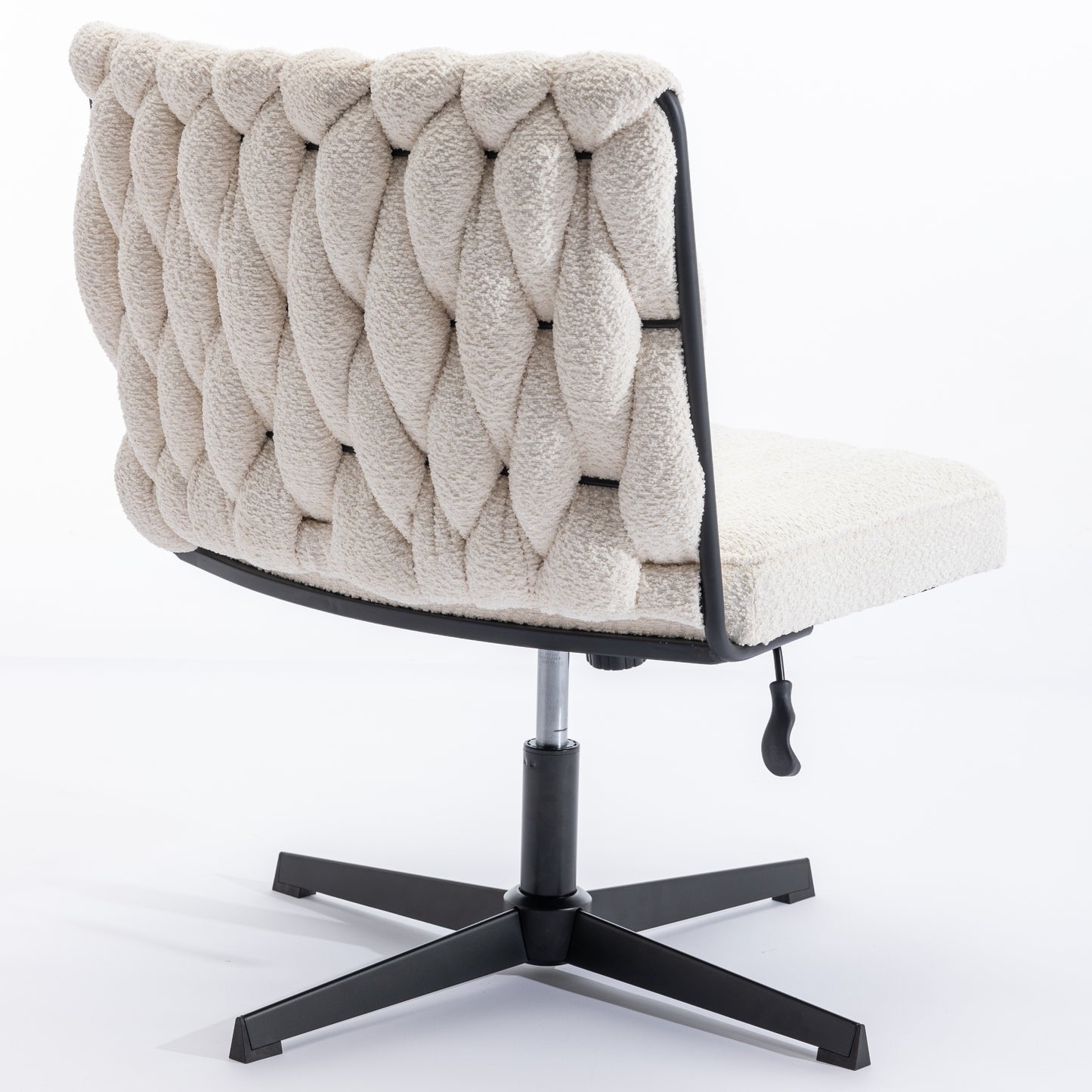 Armless Office Desk Chair No Wheels, WHITE